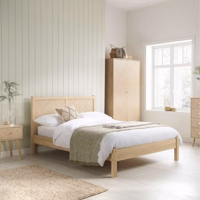 Birlea Herringford Modern Oak Brown Wooden Bed Frame, 140 x 200 cm