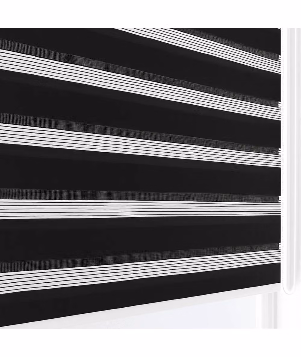 New Edge Blinds Black and White Day & Night Zebra Roller Blind, W: 115 cm, H: 165 cm – 4