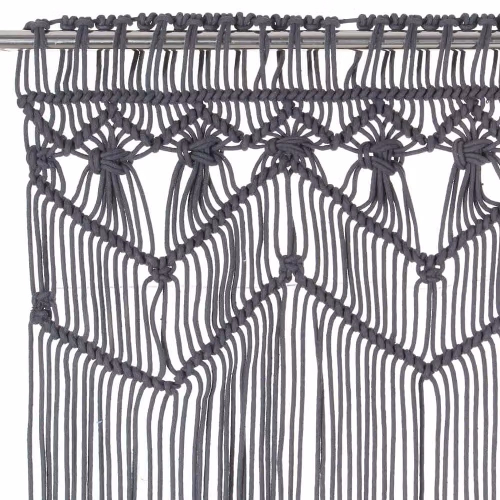 Berkfield Home Macrame Curtain in Anthracite Grey, W: 140 cm, H: 240 cm – 2