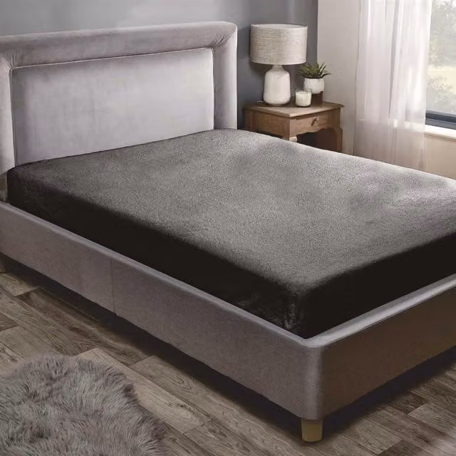 Rapport Sherpa Fleece Fitted Sheet, Charcoal Grey, W: 180 cm, L: 200 cm