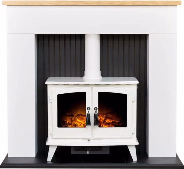 Adam Fires & Fireplaces Innsbruck Electric Stove Fireplace in Pure White