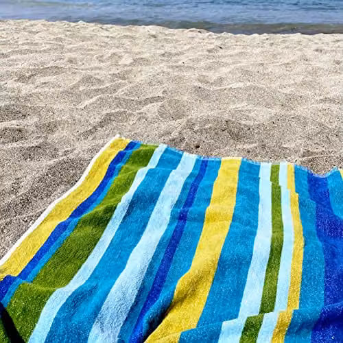 Allure Bath Fashions Striped Velour Cotton Beach Towel in Blue and Green, W/H: 70 x 150 cm – 2