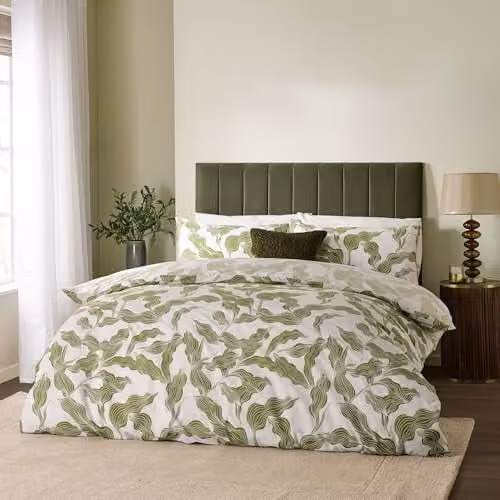 Riva Home Reversible Green Floral Cotton Duvet Cover Set – 1