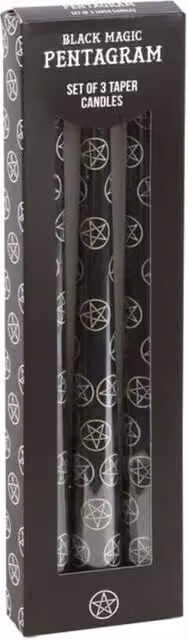 KDMD Set of 3 Black Pentagram Taper Candles