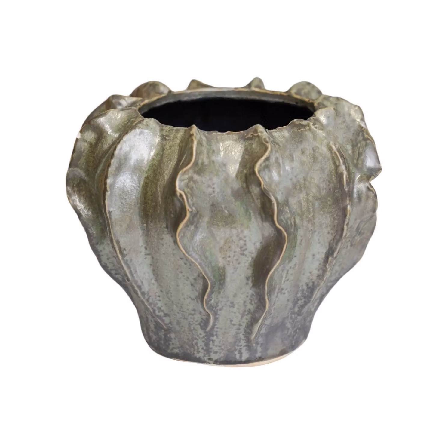 Ivyline Scarlet Coral Reef Green Ceramic Planter, H: 15 cm, D: 19 cm – 2