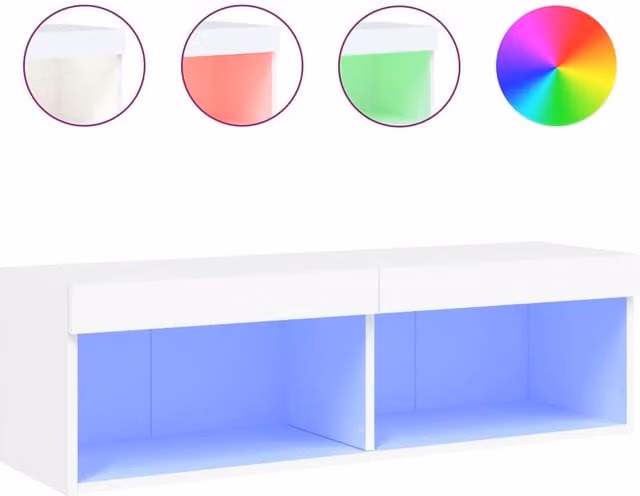 Berkfield Home Modern White TV Cabinet with LED Lights, W/D/H: 100 x 30 x 30 cm – 1