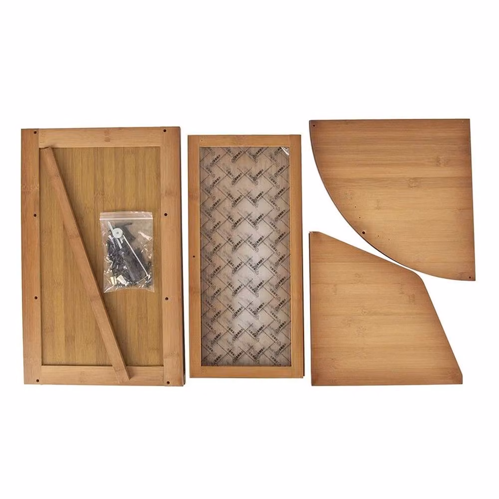 Kelvenix Modern Bamboo Corner Kitchen Cabinet with Acrylic Glass Doors, Brown, W/D/H: 49 x 32 x 32 cm – 2