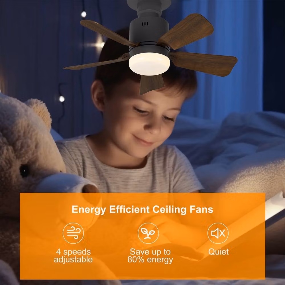 NIVOR Dimmable LED Ceiling Fan Light with Remote Control, E27 Socket, 4 Speeds and 3 CCT, Dark Brown, Diameter: 45 cm – 4