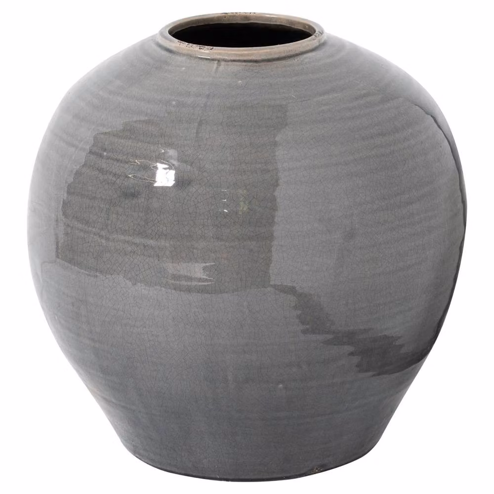 Wyld Haus Starburst Grey Glazed Ceramic Geometric Tabletop Vase H 37 cm x W 38 cm x D 37 cm – 2
