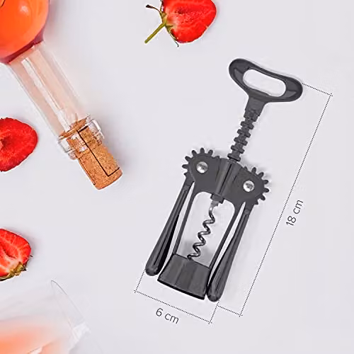 Joeji's Kitchen Multifunctional Winged Corkscrew and Bottle Opener in Black with Ergonomic Grip and Storage Bag – 3