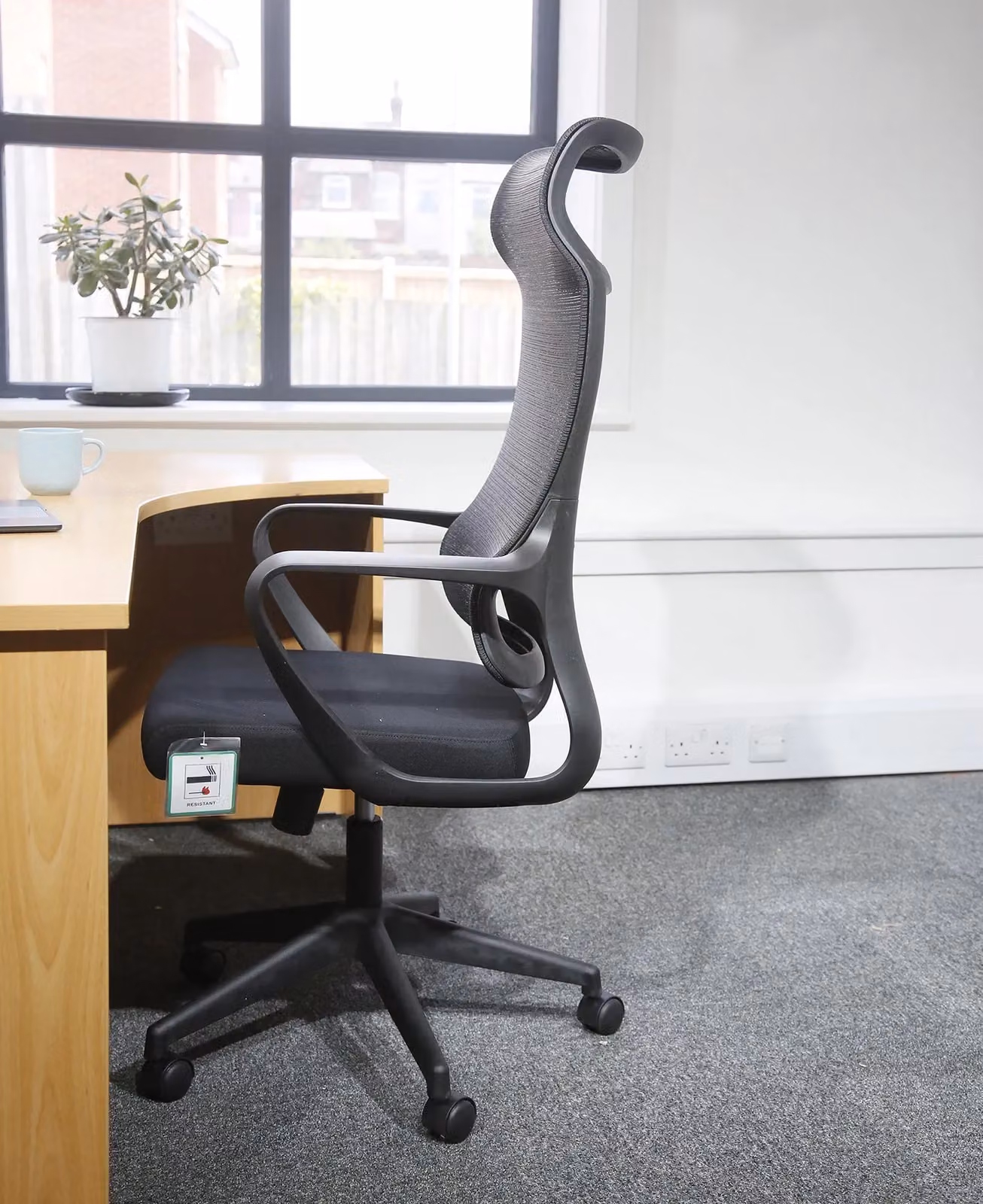 JFY Ergonomic Black Fabric Office Chair with Height Adjustable Headrest and Armrests – 7