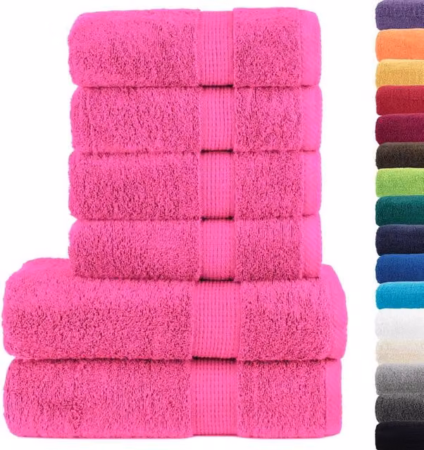 Berkfield Home SOLUND 6 Piece Premium Pink Cotton Terry Towel Set, 600 gsm