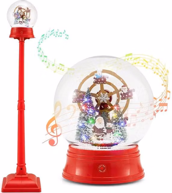 KORVIXA Red Musical Christmas Street Lamp on Stand with LED Light, W/D/H: 100 x 100 x 152.4 cm