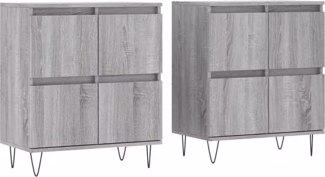 Berkfield Home Set of 2 Grey Sonoma Sideboards in Matt MDF