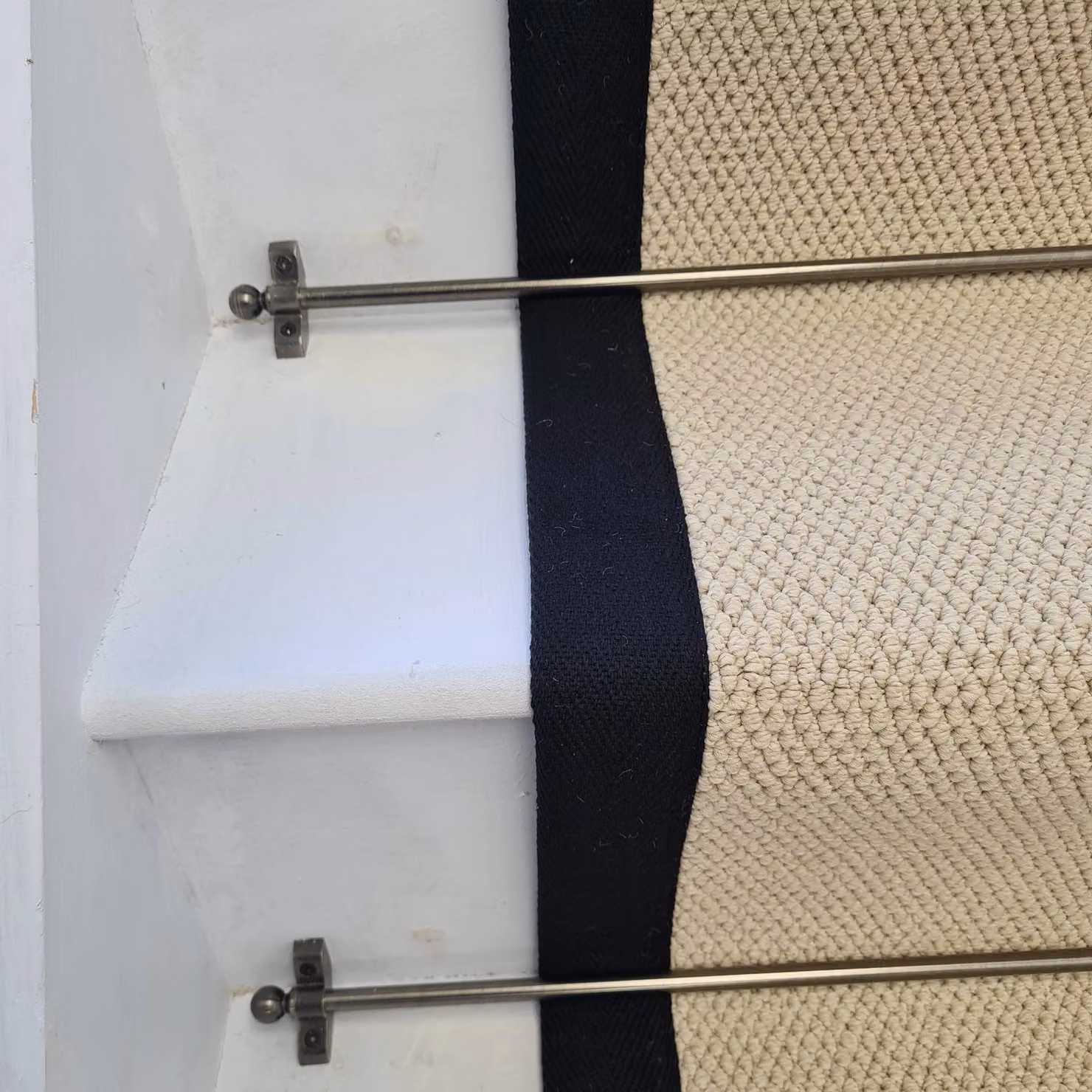 RainbowHome Angel Cream Stair Runner with Black Cotton Border, W: 60 cm, L: 700 cm – 2