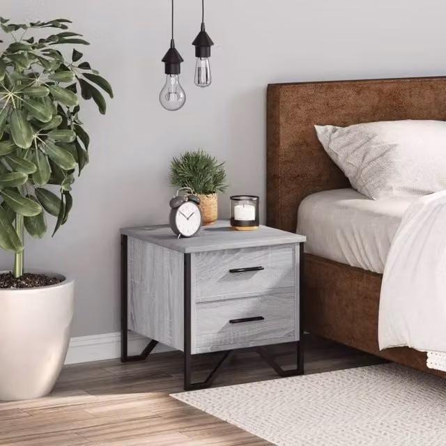 Berkfield Home Modern Bedside Cabinet in Grey Sonoma, W/D/H: 40 x 41 x 41 cm – 1