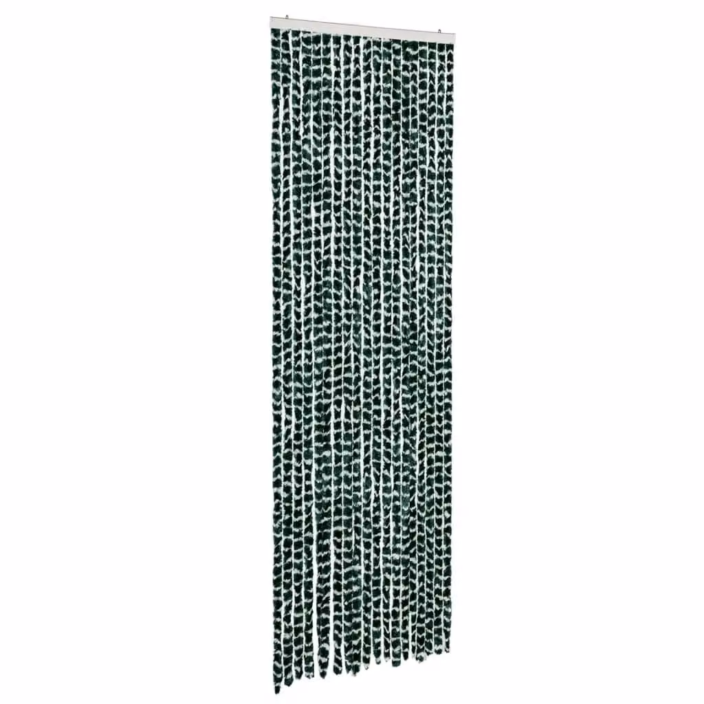Berkfield Home Green and White Striped Chenille Insect Curtain, W: 56 cm, H: 185 cm – 2