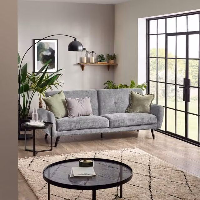 Julian Bowen Monza Grey Fabric Click-Clack Scandinavian Style Sofa Bed
