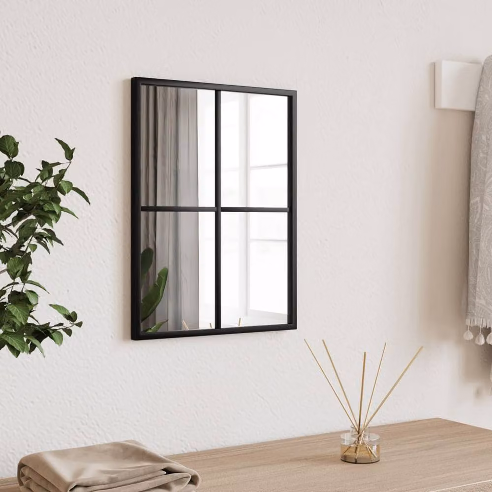 Berkfield Home Rectangular Wall Mirror in Black Metal and Glass, W: 30 cm, H: 40 cm – 2