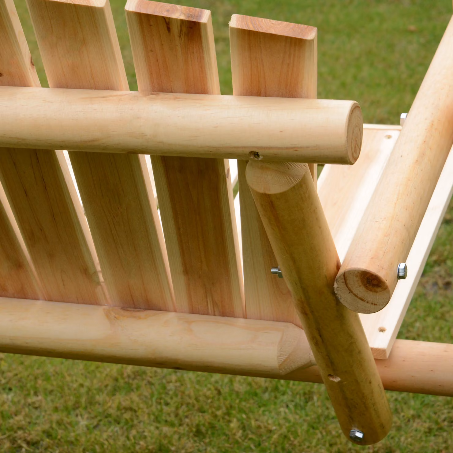 Outsunny 2 Seater Larch Wood Outdoor Garden Swing Chair Bench in Brown – 4