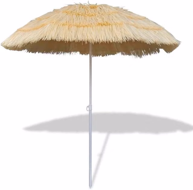 Berkfield Home Hawaii Style Tilt Beach Umbrella in Beige with Steel Frame and Polyester Canopy – 1