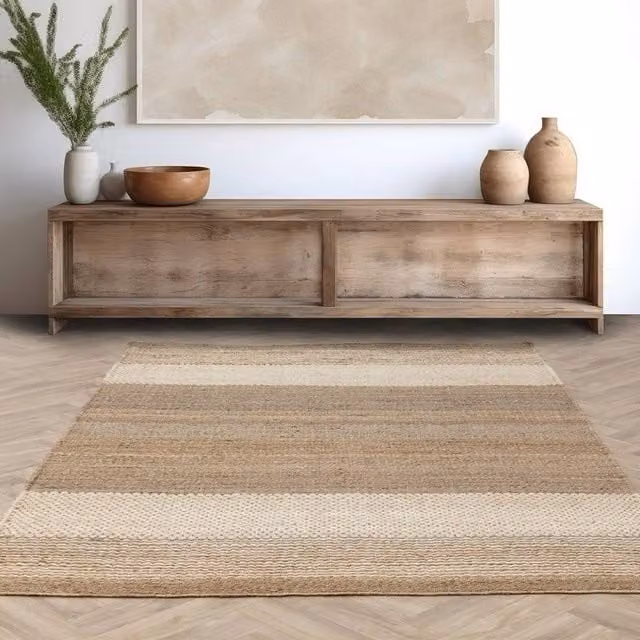 The Rug Shop UK Beige Plain Modern Machine Woven Area Rug, W: 200 cm, L: 300 cm