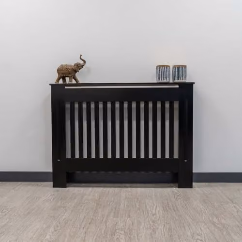 Airwave Vertical Line Style Radiator Cover in Black MDF, Medium, W/D/H: 81.5 x 19.0 x 112.0 cm