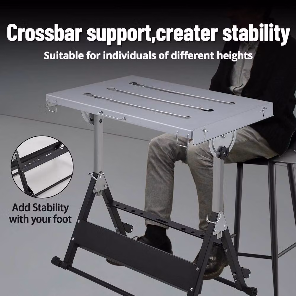 NESTLUNE Silver Foldable and Rollable Steel Welding Workbench W/D/H: 100 x 52 x 18 cm – 4