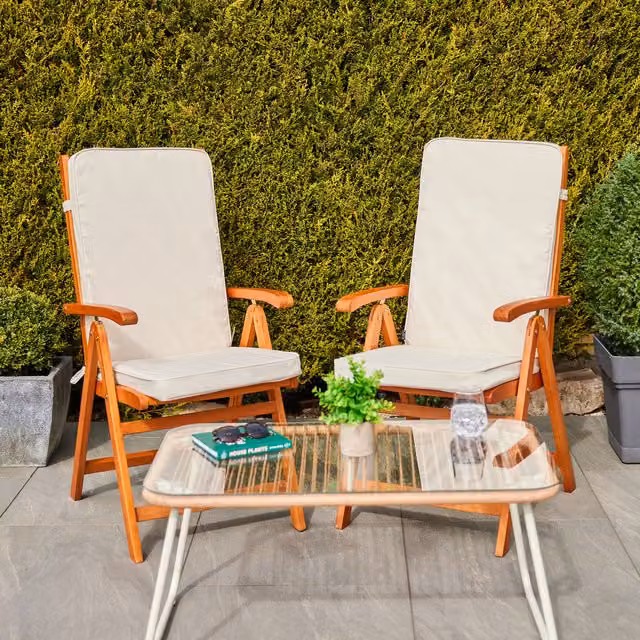 Icon High Back Indoor Outdoor Chair Cushion, White, Pack of 2