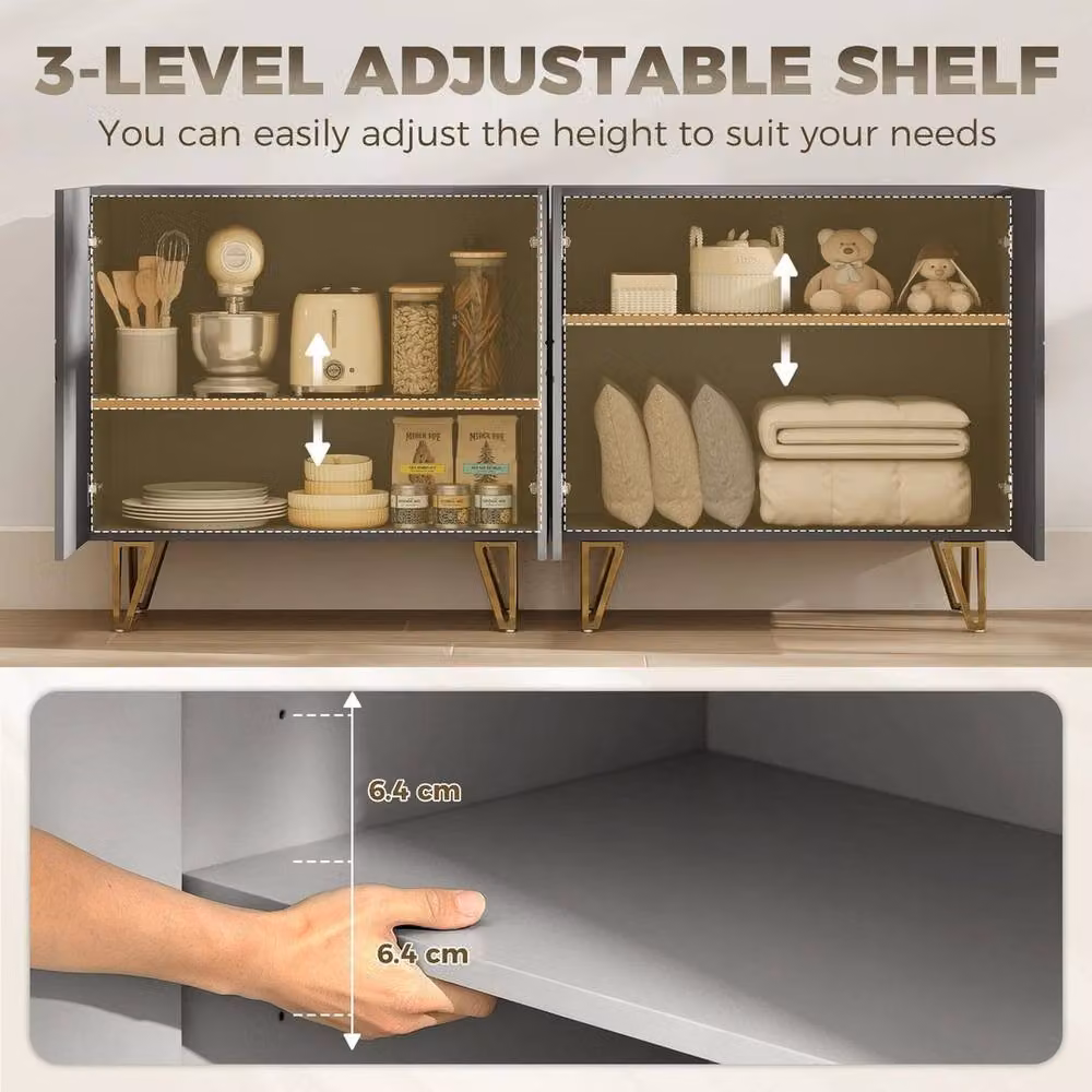 PAWNORA Modern Grey Sideboard with Adjustable Shelf – 2