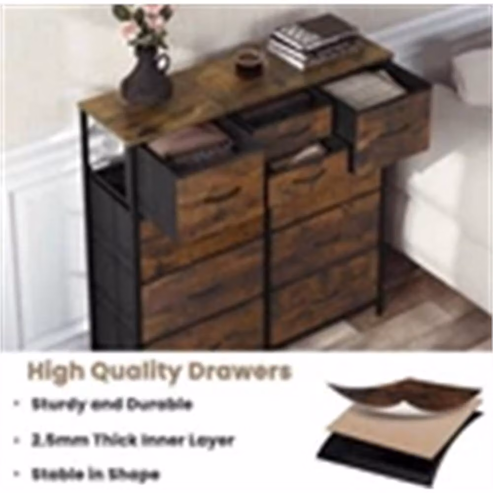 Nordara 10 Drawer Bedroom Storage Chest in Brown, Width: 100 cm – 5
