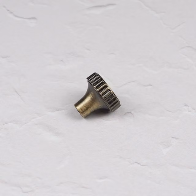 Handle & Home Ribbed Detailing Handles and Coordinating Knobs in Antique Brushed Brass Gold Zinc