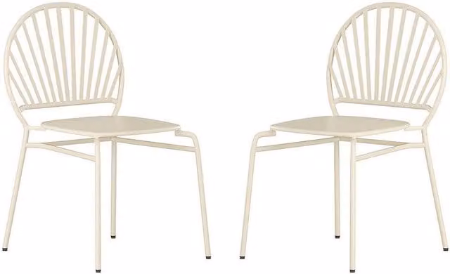 MYLIA CEDEIRA Set of 2 Stackable Metal Garden Chairs in Beige