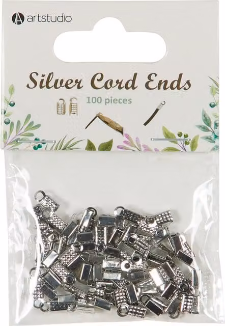 Art Studio Silver Metal Cord Ends, Pack of 100