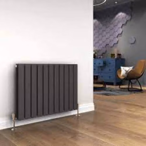 Reina Anthracite Double Panel Steel Horizontal Designer Radiator H: 60 cm, W: 140.2 cm, D: 6 cm – 1