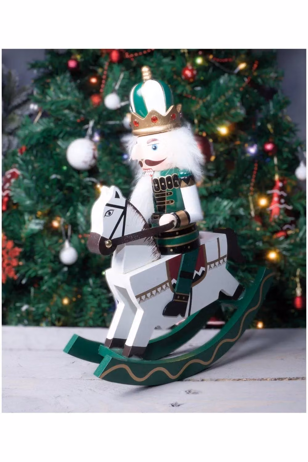 St Helens Home & Garden Nutcracker Horseman Christmas Decoration, Green and Gold, Height: 30 cm – 6