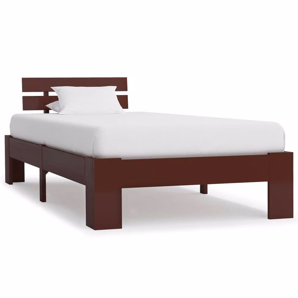 Berkfield Home Modern Solid Pine Wood Bed Frame, Brown, W/D/H: 90 x 200 x 66 cm – 2
