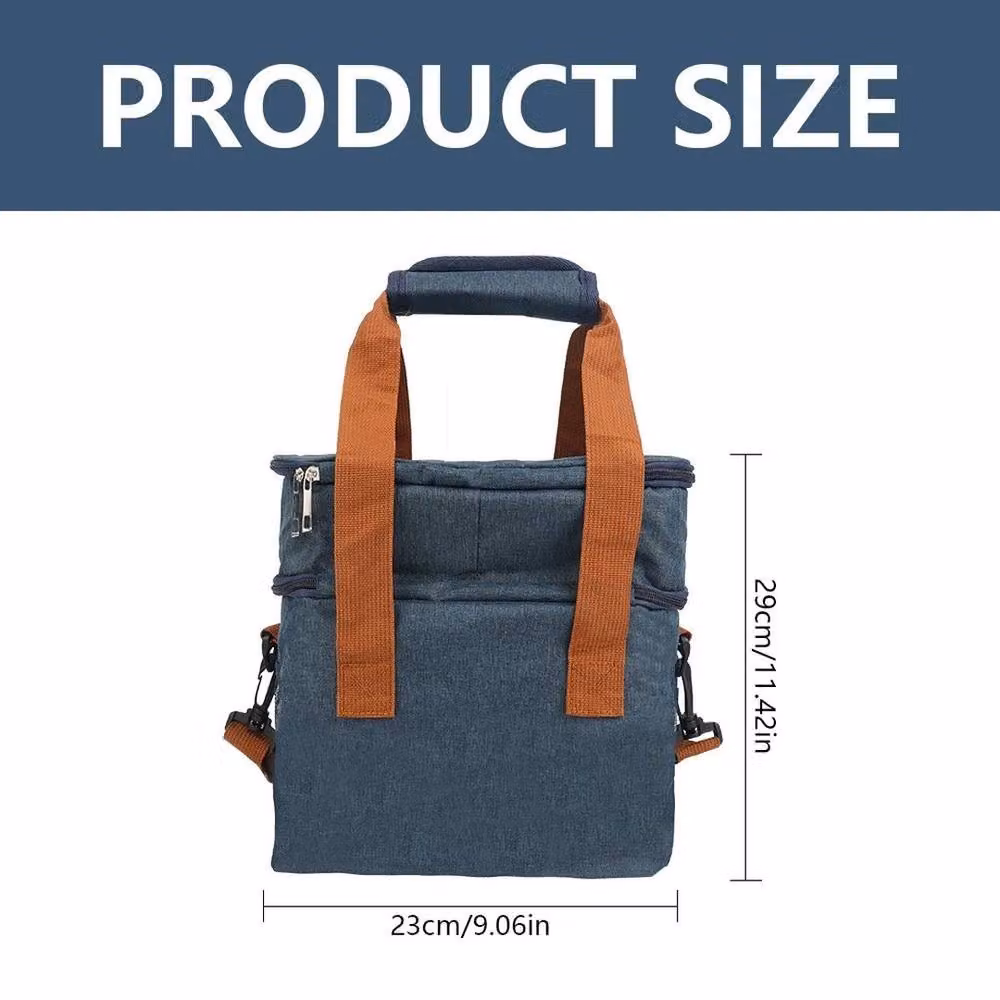 NESTLUNE Double Deck Large Insulated and Leakproof Reusable Lunch Bag in Blue, W: 100 cm, D: 15 cm, H: 15 cm – 2