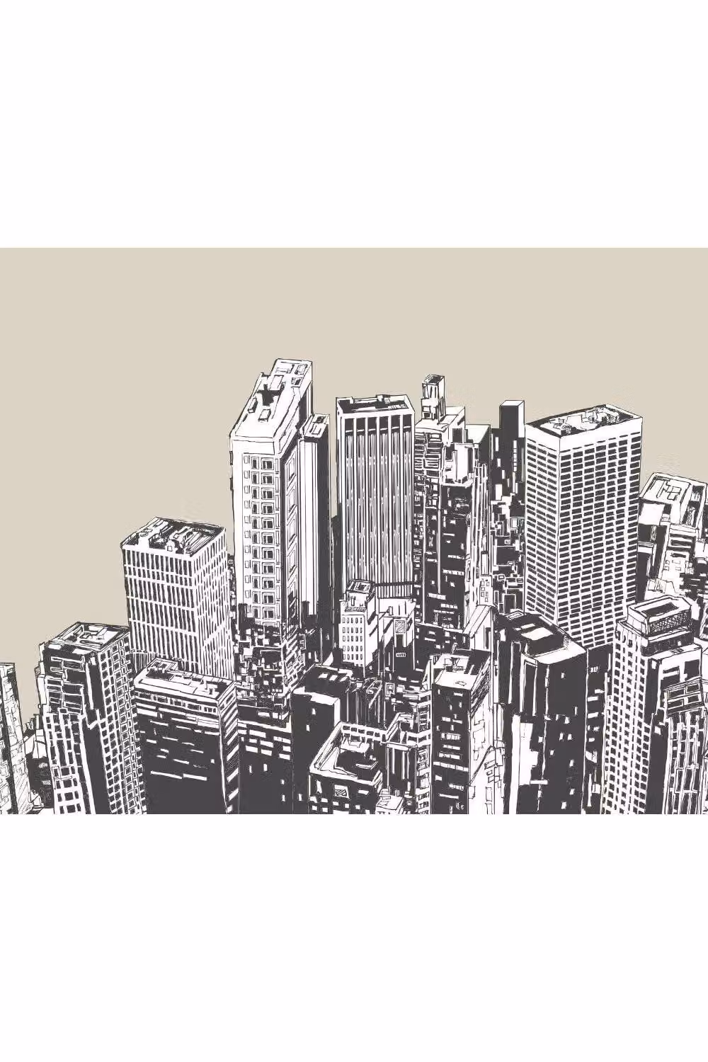 Origin Murals Urban City Skyscrapers Matt Smooth Paste the Wall Mural in Beige, W: 300 cm, H: 240 cm – 2