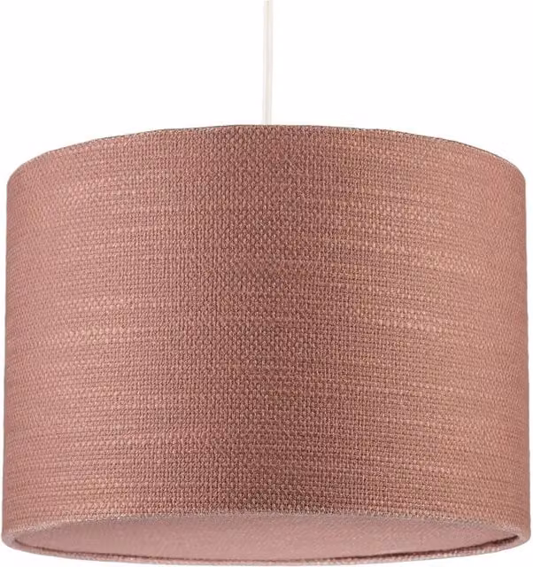 Happy Homewares Mocha Mousse Brown Textured Linen Pendant Lighting Shade with Diffuser in Taupe, Diameter: 30 cm