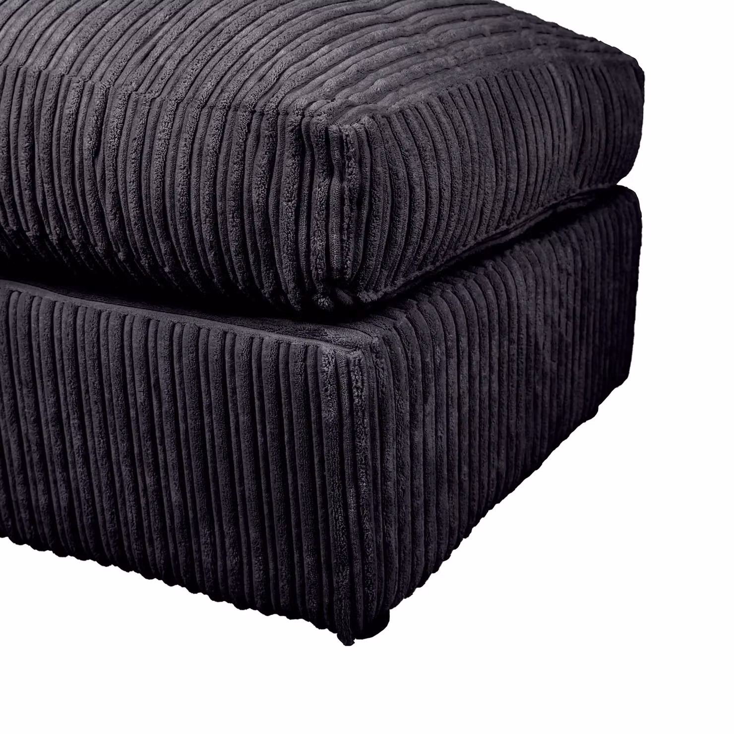 LUXURY LIFE Dylan Jumbo Cord Fabric Footstool in Black, W/D/H: 60 x 60 x 60 cm – 2