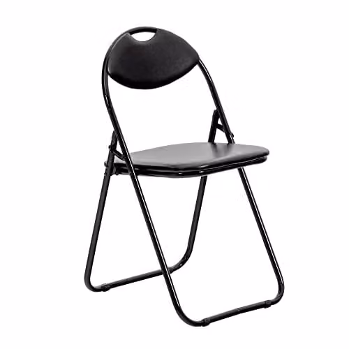 Harbour Housewares Black Padded Folding Chair with Synthetic Leather Seat – 1