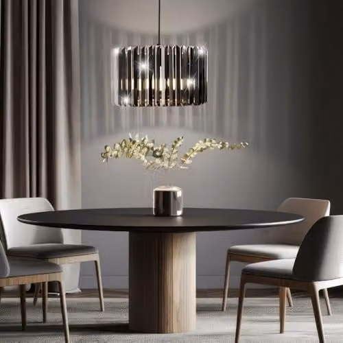 Netlighting Nowa Run Pendant Ceiling Light with Smoke Crystal and Wood Effect in Brown – 2