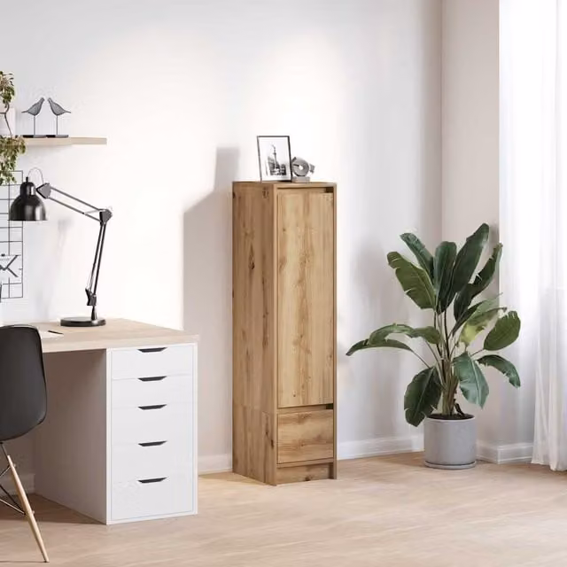 Berkfield Home Artisan Oak Highboard in Brown, W/D/H: 34 x 29.5 x 119.5 cm – 1
