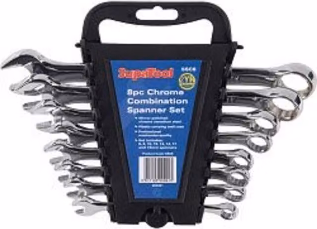 SupaTool 8 Piece Chrome Vanadium Combination Spanner Set in Silver – 1