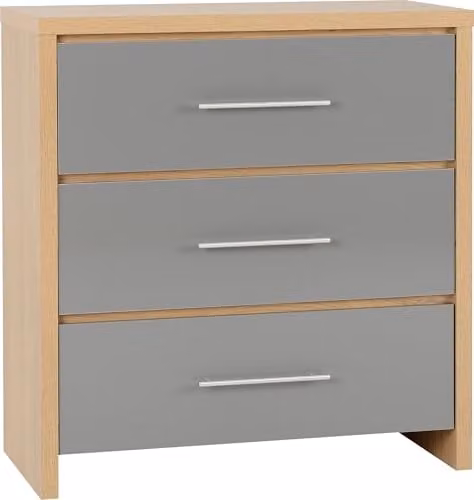 Seconique Seville 3 Drawer Chest in Grey Gloss – 1