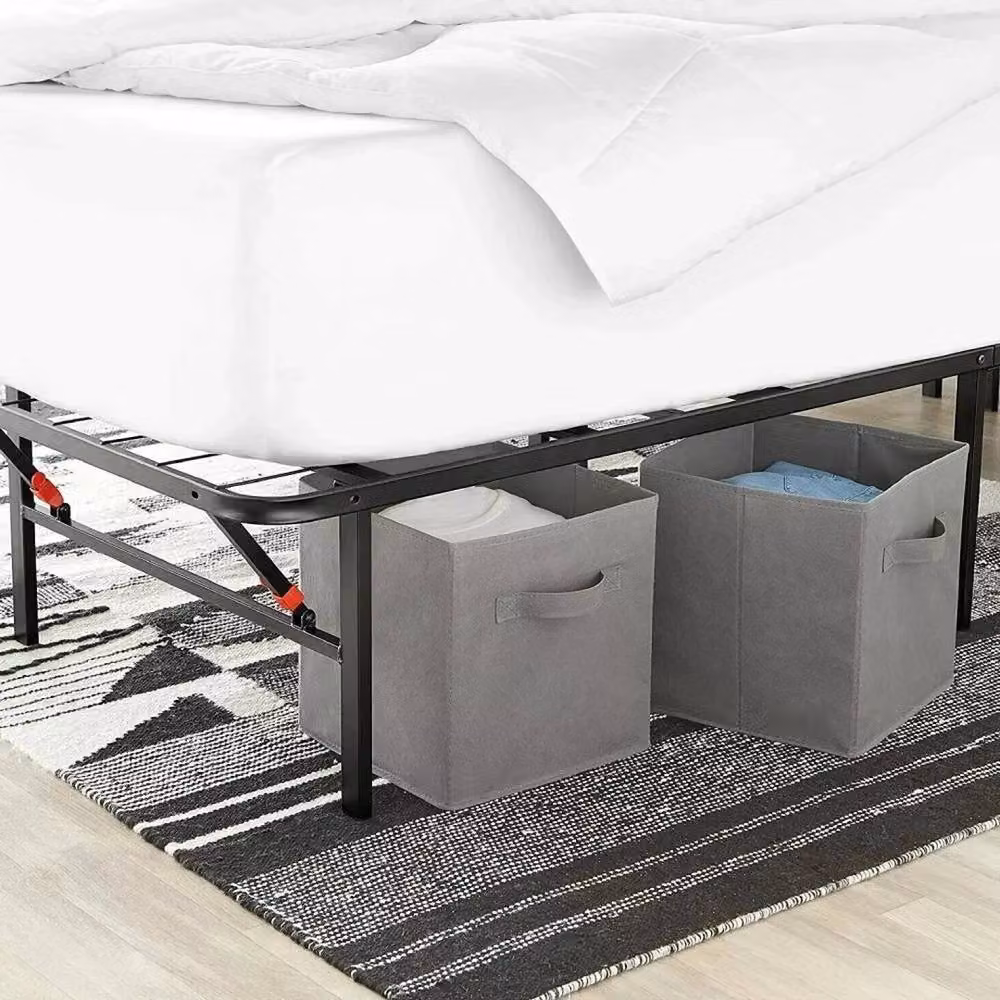 FLAVORA 4-Piece Fabric Cube Storage Box Organiser Set in Grey, W/D/H: 27 x 27 x 28 cm – 3