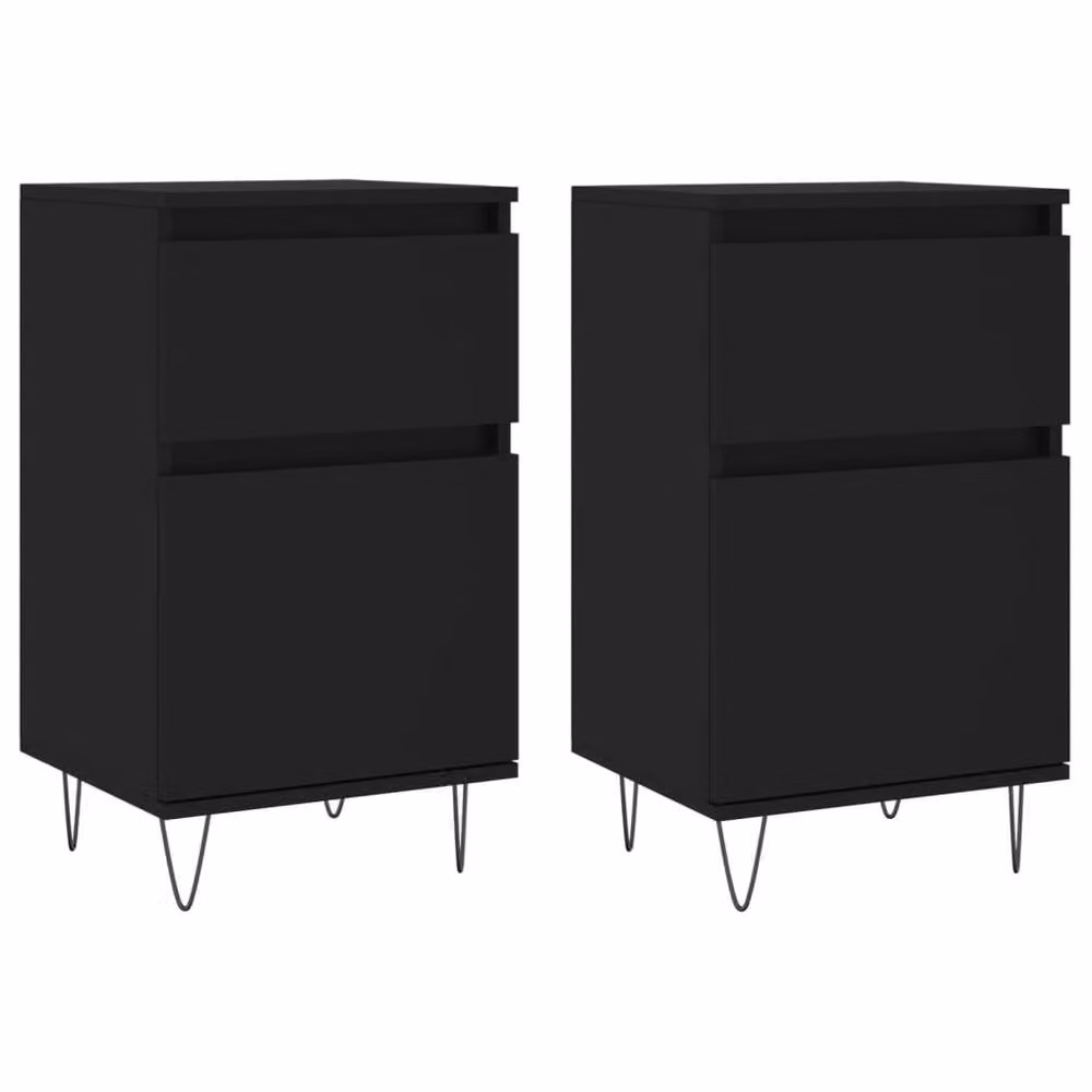 Berkfield Home Set of 2 Modern Black Sideboards in Engineered Wood W/D/H: 40 x 35 x 70 cm – 3