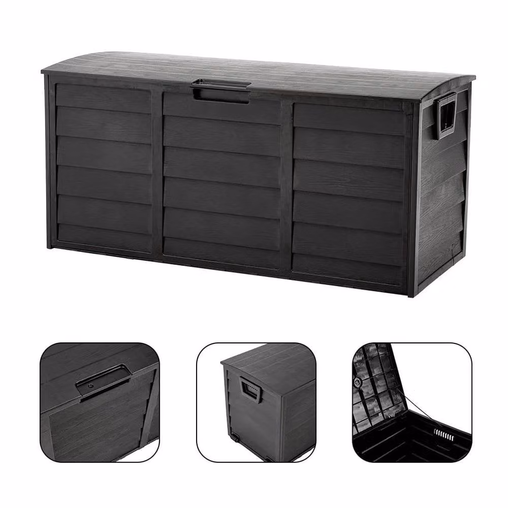 Kelvenix Large Black Plastic Outdoor Garden Storage Box – 3