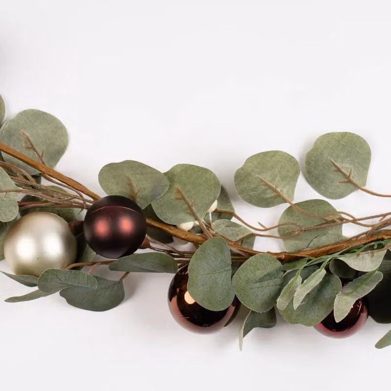Scottish Everlastings Ltd Green Eucalyptus and Bauble Christmas Garland, Length: 183 cm – 3